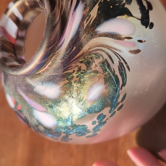 Hand Blown Iridescent Glass Vase - Picture 3 of 6